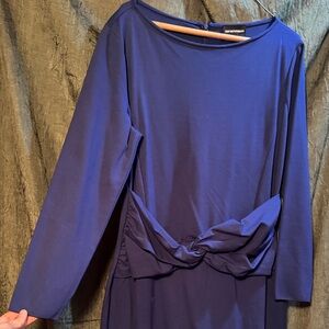 Emporio Armani Navy Twist-Front Sheath Dress